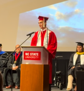 Clay Beasley delivers his speech to the 2024 AHS graduating class.